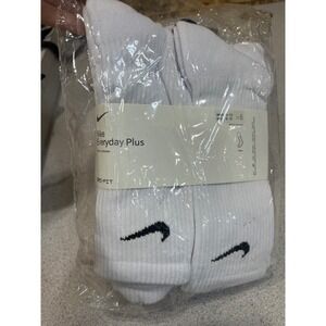 Nike Everyday Plus Cushioned Crew Socks White 6 Pairs Mens 8-12 Wmn 10-13